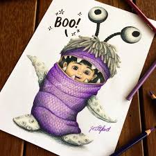 How to draw boo from monsters inc. Drawing Of Boo From Monsters Inc By Jess Elford Drawn With Prismacolor Pencils Disney Art Disney Drawings Disney Paintings