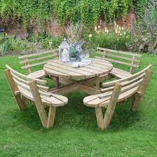 Forest Circular Wooden Garden Picnic