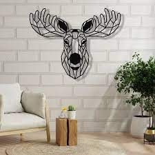 Metal Wall Art Geometric Moose Head