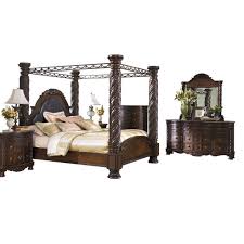 For a stylish bed and nightstand combination look no further than the north shore sleigh bedroom set. Ashley Furniture North Shore 6 Pc Bedroom Set Cal King Poster Canopy Bed Dresser Mirror 2 Nightstand Chest Dark Brown Walmart Com Walmart Com