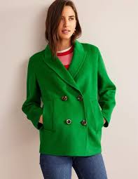 Wool Blend Pea Coat Highland Green