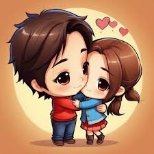 sweet couple hug cute chibi avatar comic dp