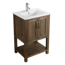 Updating your vanity can add tons of style and personality to your bathroom. Design Element Austin 24 In Walnut Single Sink Bathroom Vanity With White Porcelain Top Dec4006 S Rona