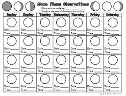 Moon Phase Observation Sheet Moon Phases Moon Science