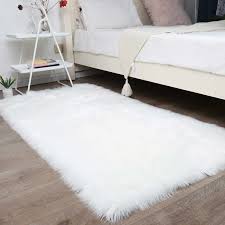 soft fur thick white plush rug for