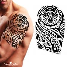 Sea como fuere, nosotros le hacemos nuestro homenaje. Tribal Tatuaje Temporal Polinesia Bull Maori Hombro Brazo Negro Para Hombre Mujer Ebay