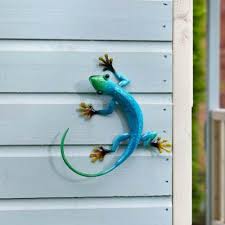 Azure Gecko Outdoor Garden Metal Wall