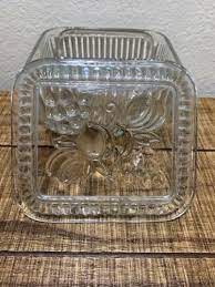 Vintage Clear Ribbed Glass Square