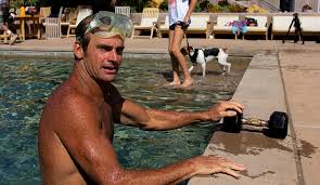 laird hamilton pletes a morning pool workout at his malibu home the workout is bookended
