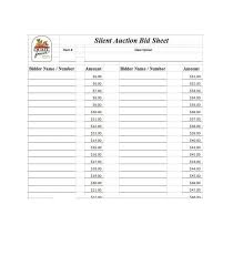 Free Silent Auction Bid Sheet Templates Word Excel