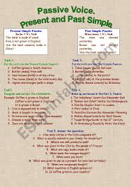 Passive voice examples past simple. Passive Voice Present And Past Simple Esl Worksheet By Anutka