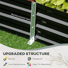 outsunny 5 9 ft x 3 ft x 1 ft black raised garden bed with 2 customizable trellis tomato cages