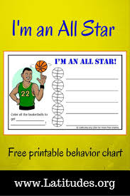 Free Behavior Chart Basketball All Star Worksheets