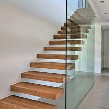 concealed beam wood floating staircase