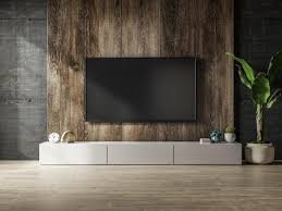 Cabinet With Wooden Wall Mounted Tv In