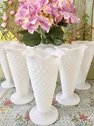 Hobnail Milk Glass Vase For Flowers