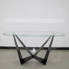modern clear glass living room console