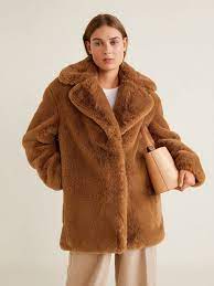 Buy Mango Women Brown Longline Faux Fur