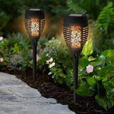 6 X Black Solar Dancing Flame Led Torch