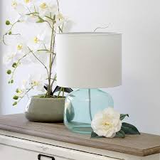 Aqua Accent Table Lamp With White Shade