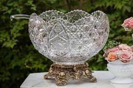 Retro Cut Glass Punch Bowls For