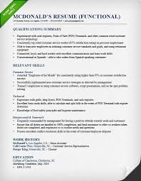 Mcdonalds Shift Manager Functional Resume Summary For Resume