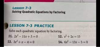 Lesson 7 3 Solving Quadratic Equations