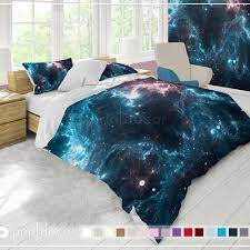 Light Blue Nebula Bedding Set Galaxy
