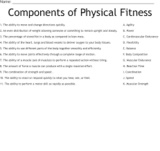 physical fitness worksheet wordmint