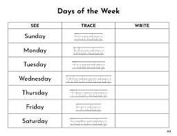 the week worksheets printables