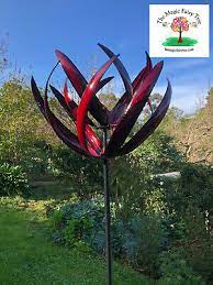 Red Lotus Design Metal Windmill Wind