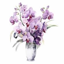 A Painting Of Purple And White Orchids