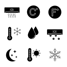 air conditioning glyph icons set