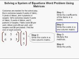 Equations Word Problem Using Matrices