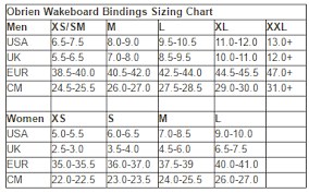 Hyperlite Wakeboard Bindings Size Chart