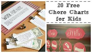 20 Free Chore Charts For Kids