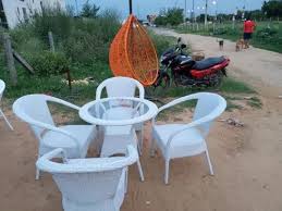 Plastic Cane Chair And Table Set