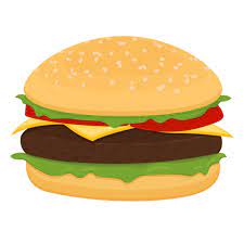 dessin vectoriel de hamburger avec fromage, tomates, côtelette, laitue,  oignon, concombre dans un style cartoon plat. illustration pour la  conception du menu de restauration rapide. icônes isolées de hamburger.  4806564 Art vectoriel