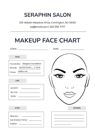 realistic makeup face chart in