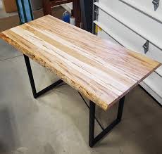 The entire dining table including the legs were created using a single sheet of plywood. Wormy Maple Live Edge Table Solid Hardwood Furniture Locally Handcrafted Tables Country Lane Furniture