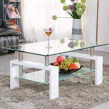 2 Layer Glass Coffee Table For Living