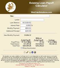 Existing Loan Payoff Calculator Webcalcsolutions Com