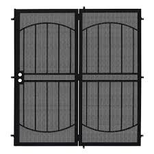 Unique Home Designs 72 In X 80 In Arcada Black Projection Mount Outswing Steel Patio Security Door With Expanded Metal Screen
