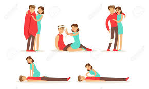 Woman Provides First Aid To A Man Who Has Suffered From Hypothermia, With A Wounded Head And Leg. Vector Illustration. Royalty Free SVG, Cliparts, Vectors, And Stock Illustration. Image 133572251.