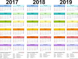 2017 2018 2019 Calendar 4 Three Year Printable Pdf Calendars