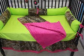 Camo Hot Pink Lime Green Baby Bedding