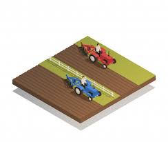 Farm Agricultural Machinery Isometric Composition Vector