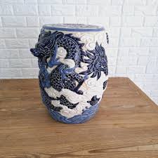 Chinese Blue White Ceramic Drum Stool