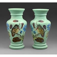 A Pair Of Victorian Turquoise Glass