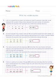 Two Variable Equations Worksheets